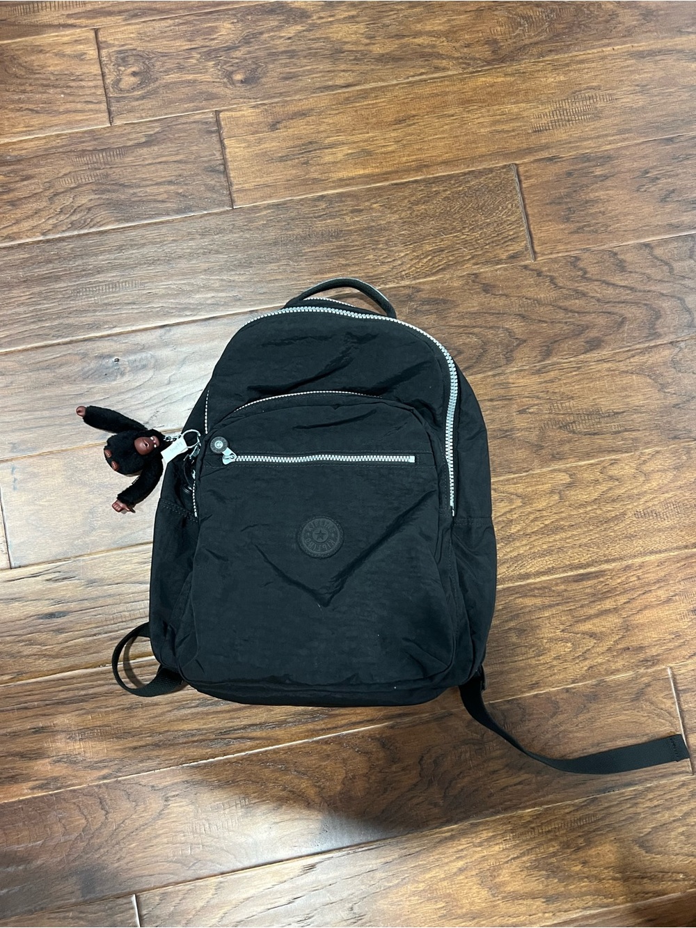 Kipling Black Classic Nylon Backpack with Monkey Charm
